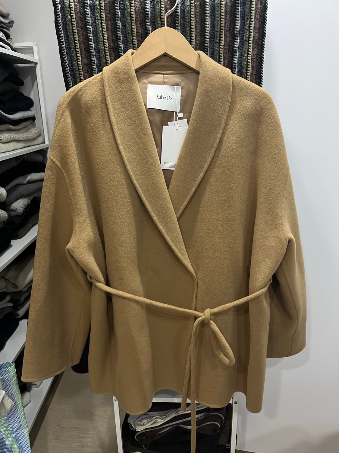 Aube ue 오브유이 캐시미어 숄 하프 핸드메이드 코트 상품이미지3