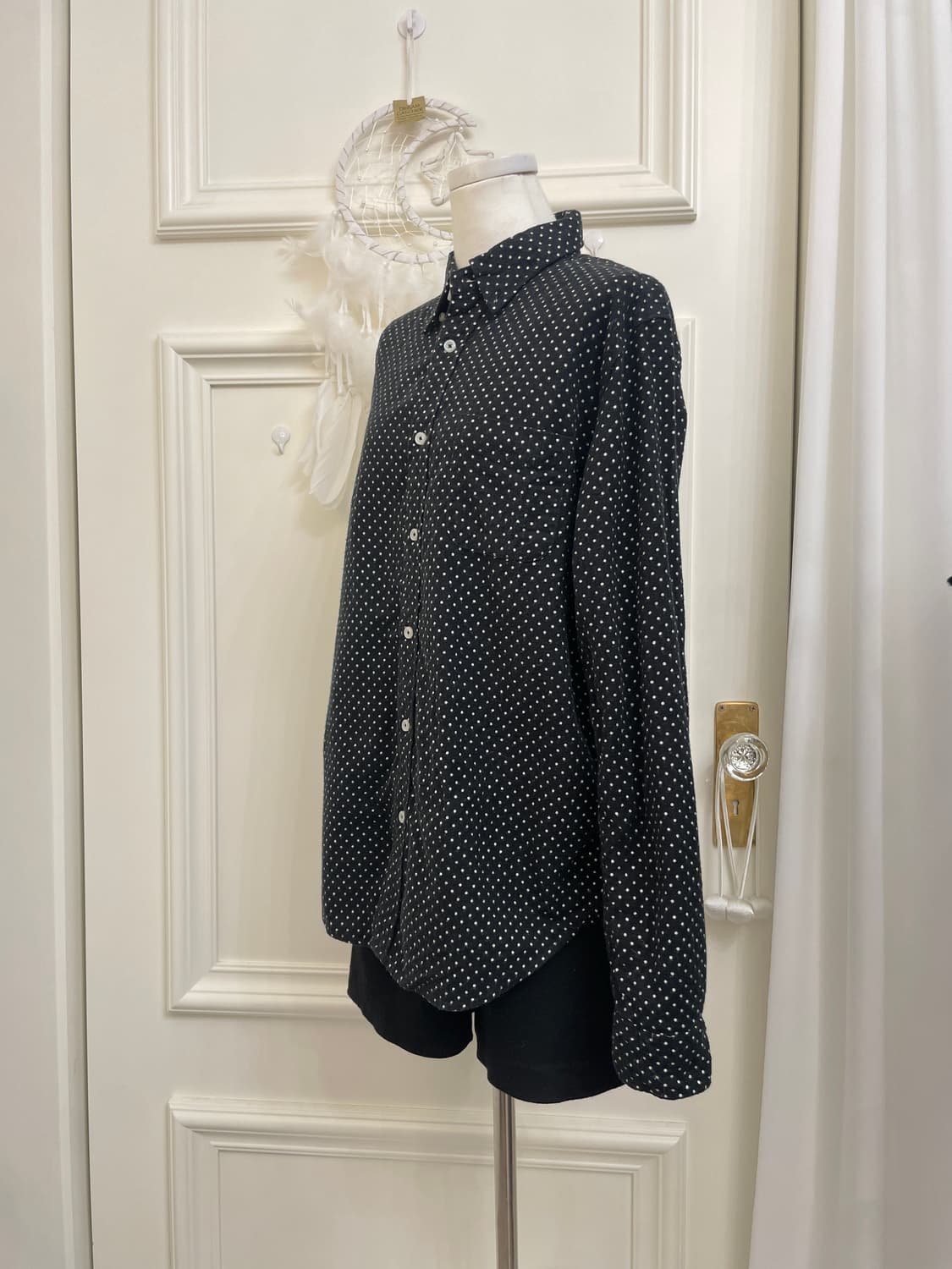 black dot wool warm shirt(size-M) 상품이미지2