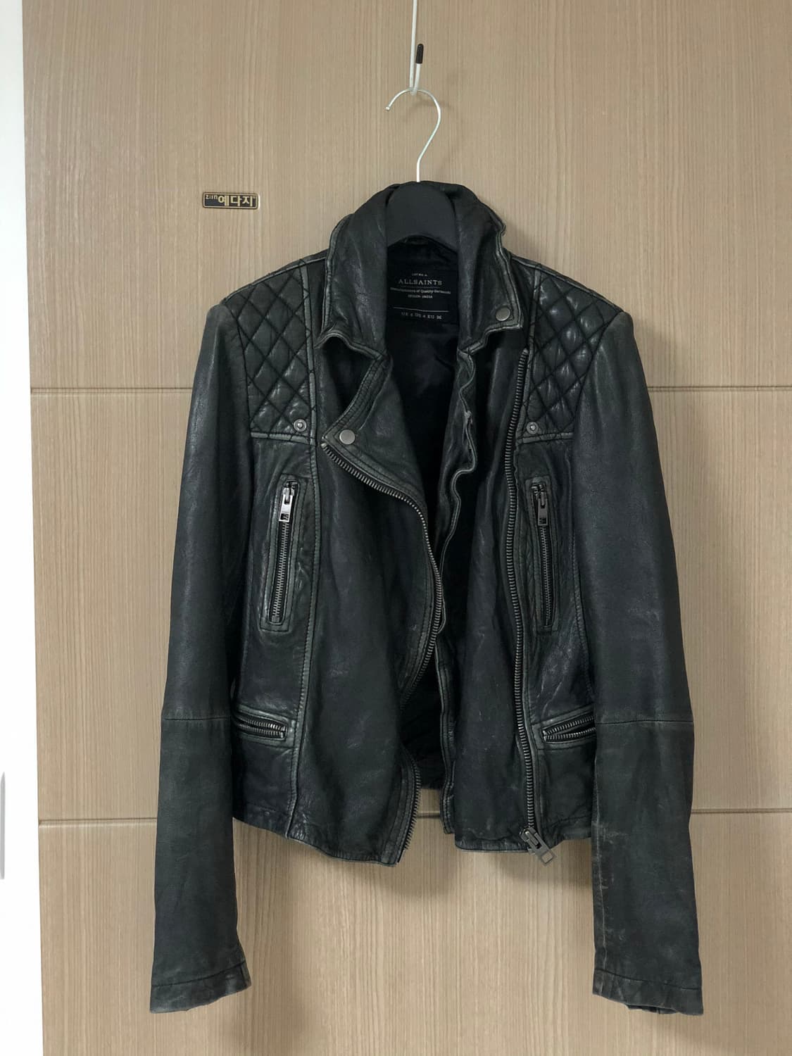 올세인츠 빈티지 워싱 바이커 레더자켓 36 상품이미지1