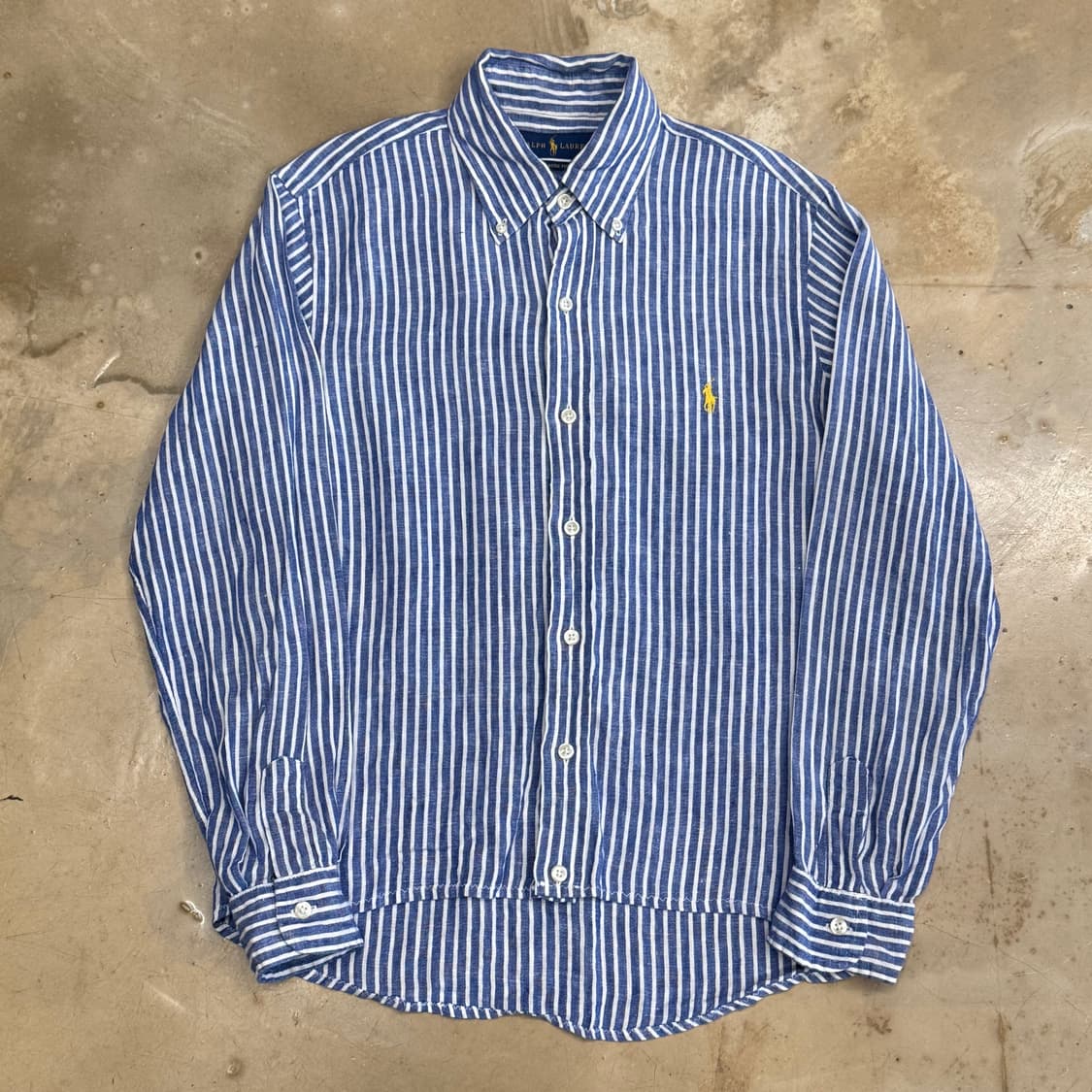 XS 폴로랄프로렌 블루 스트라이프 린넨 셔츠 상품이미지2