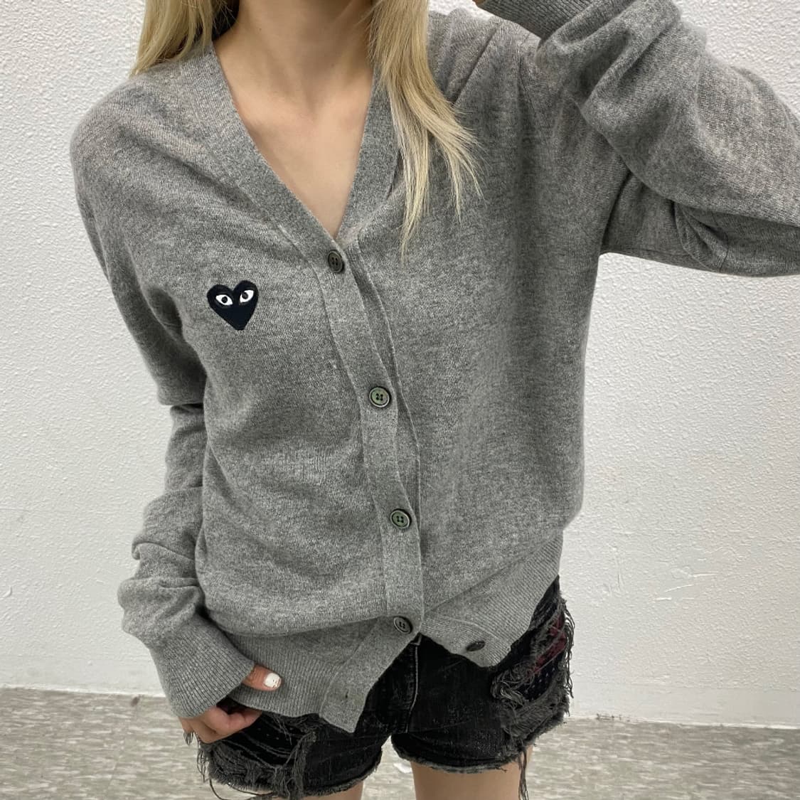 꼼데가르송 블랙와펜 그레이 가디건 M 상품이미지1
