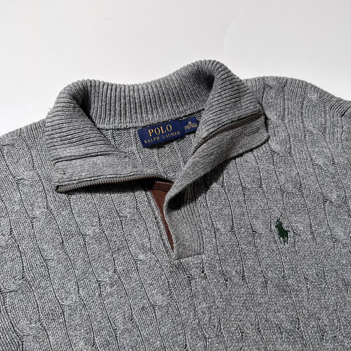 폴로 랄프로렌 케이블 실크 하프집업  버튼 니트 상품이미지3