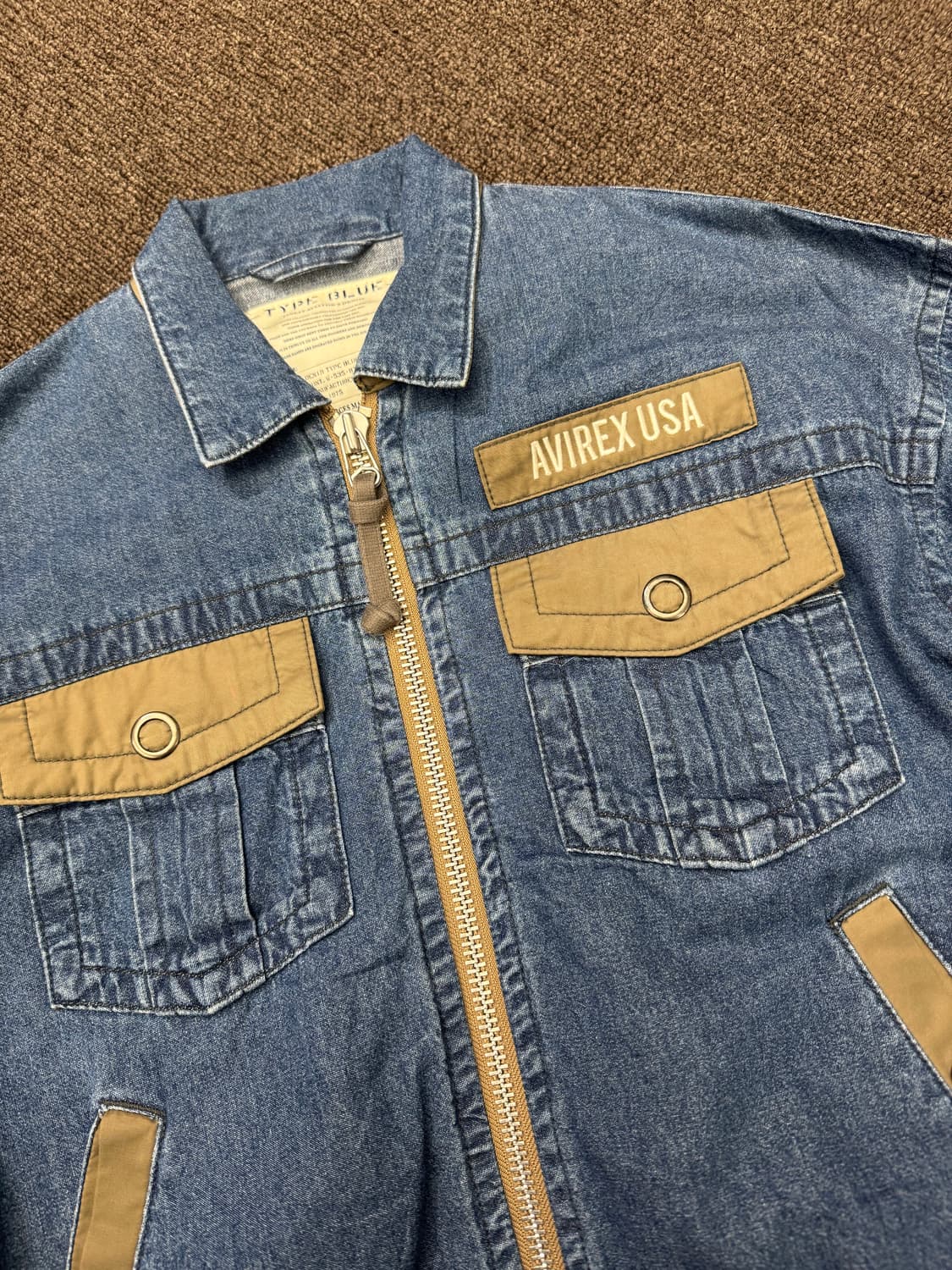 M)AVIREX USA 빈티지 TYPE BLUE 데님 집업 자켓 상품이미지3