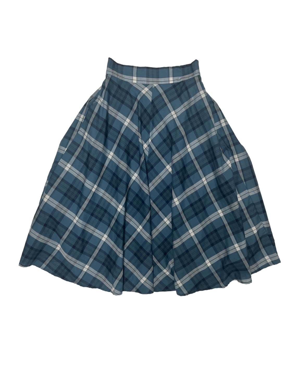 Blue check flared skirt 상품이미지1