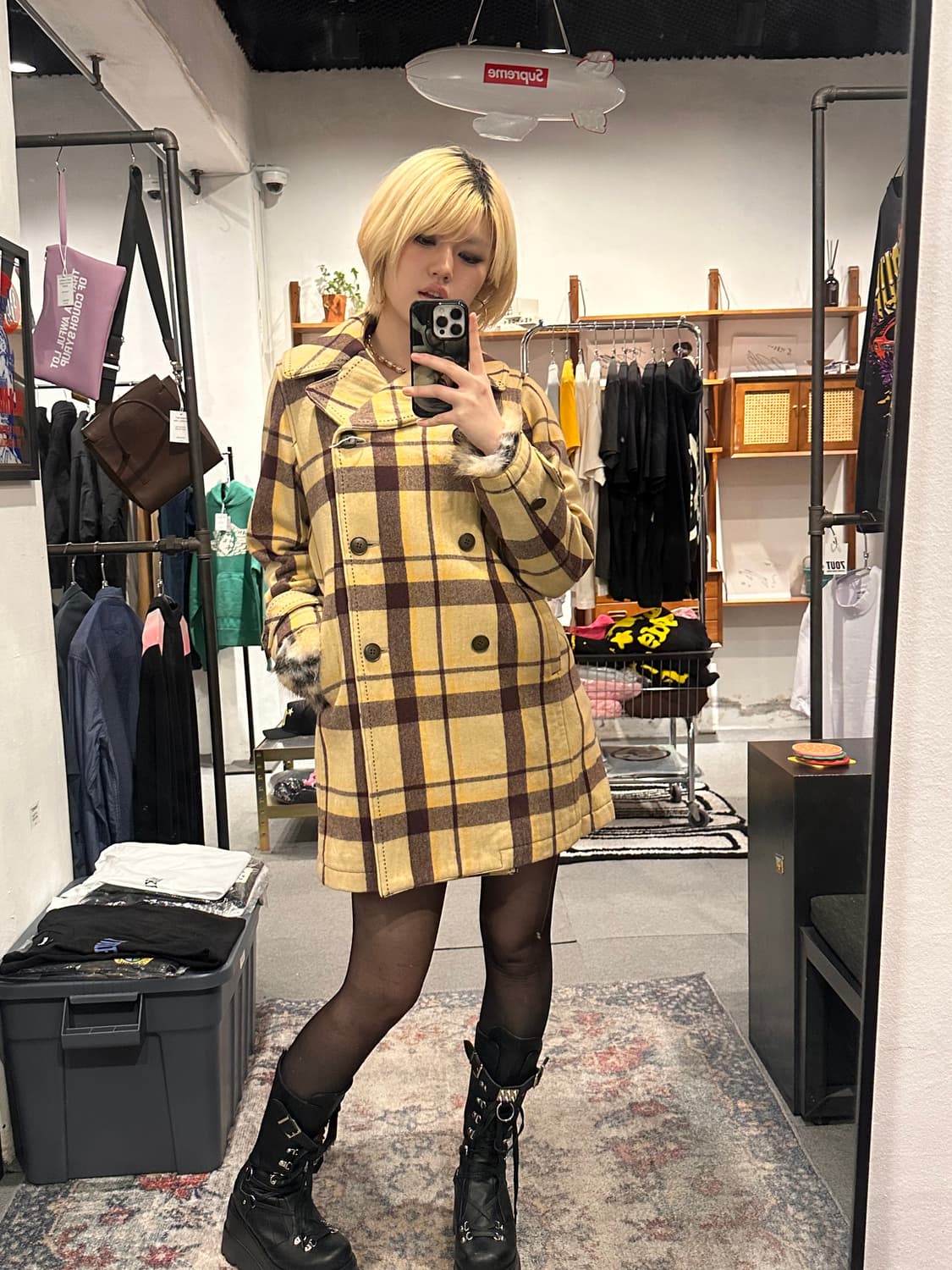 히스테릭글래머 HYSTERIC GLAMOUR Wool Plaid Coat 상품이미지2