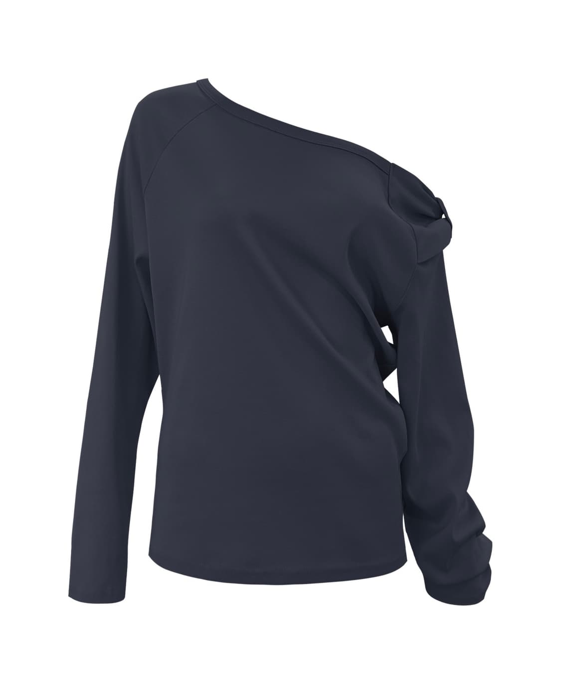 체메씨 BOW ONE-SHOULDER LONG SLEEVE (NAVY) 상품이미지1