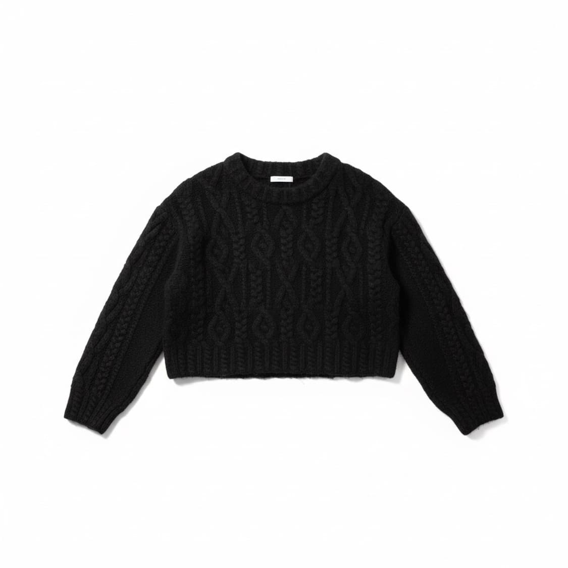 Pureda 크롭 케이블 니트 차콜 상품이미지1