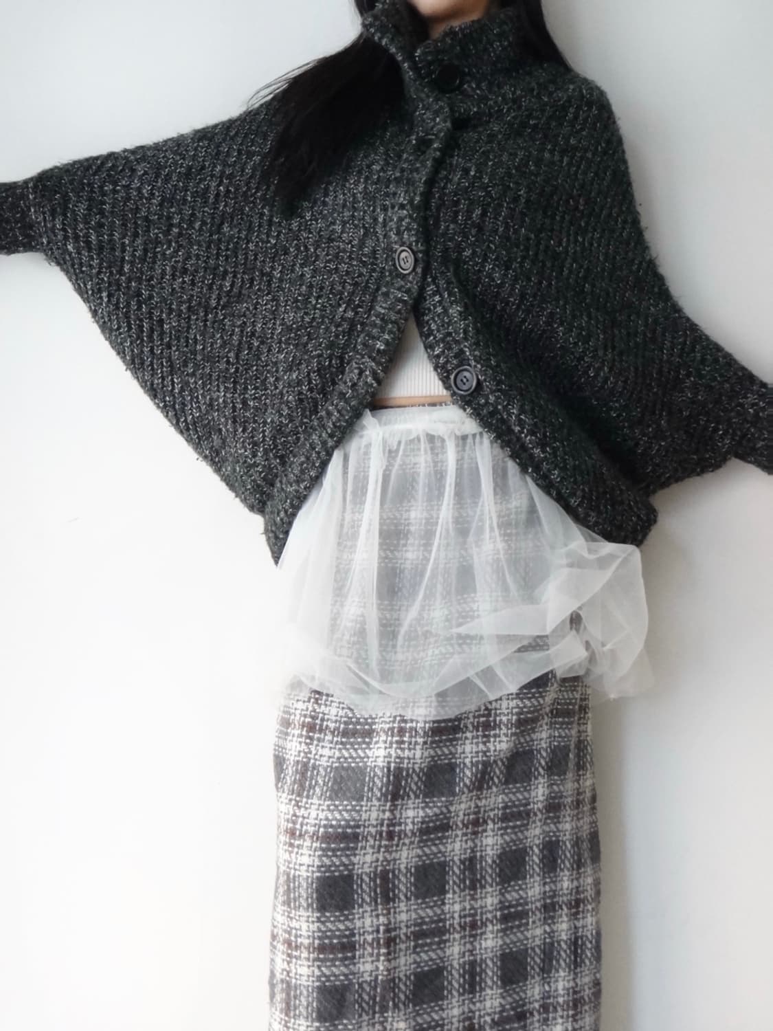 INGNI open slit warm cardigan / charcoal 상품이미지4