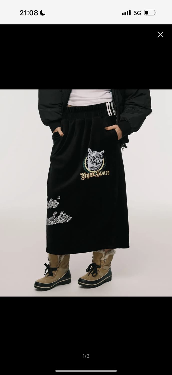 엔와이엑스엑스 스커트 VELVET GRAPHIC SKIRT BLACK 상품이미지3