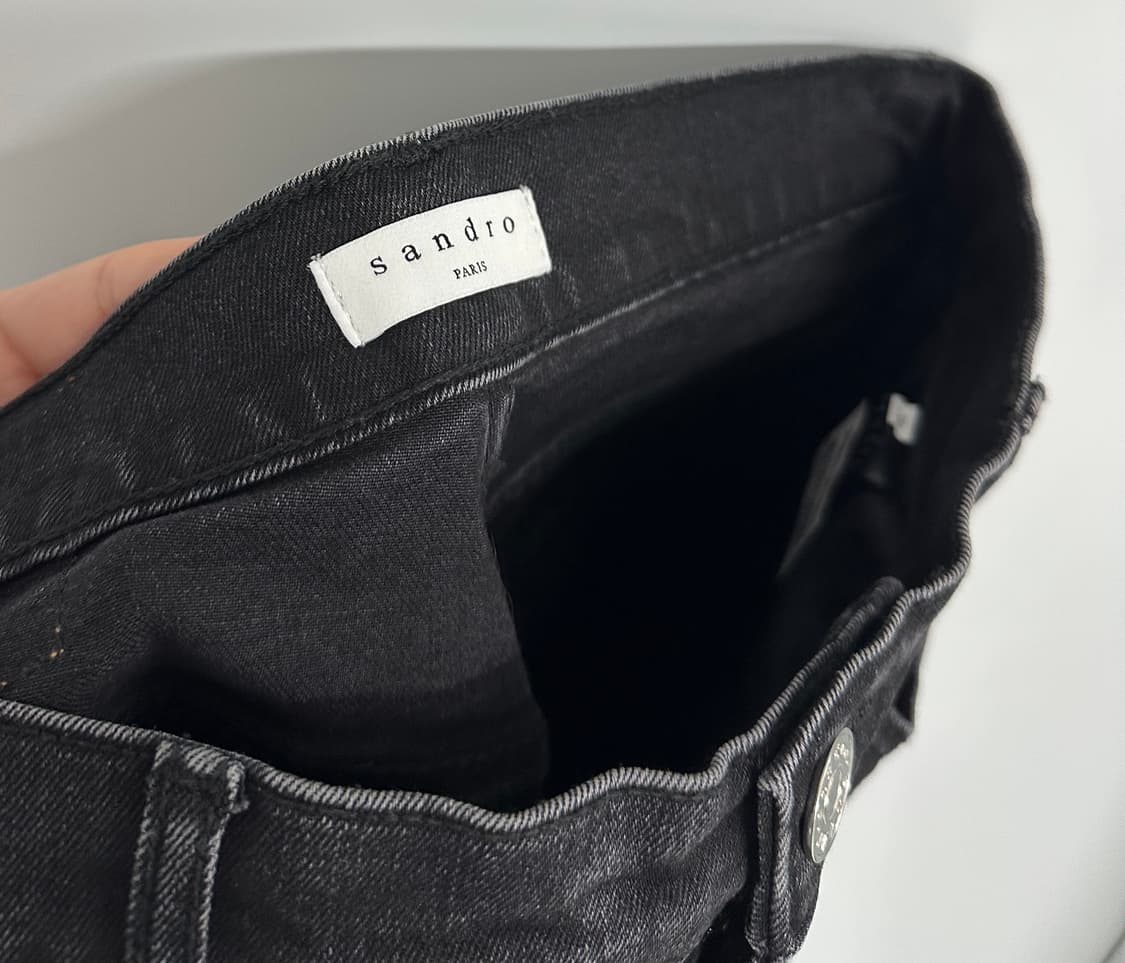 [산드로] 여성 블랙 와이드 롤업 데님 상품이미지6
