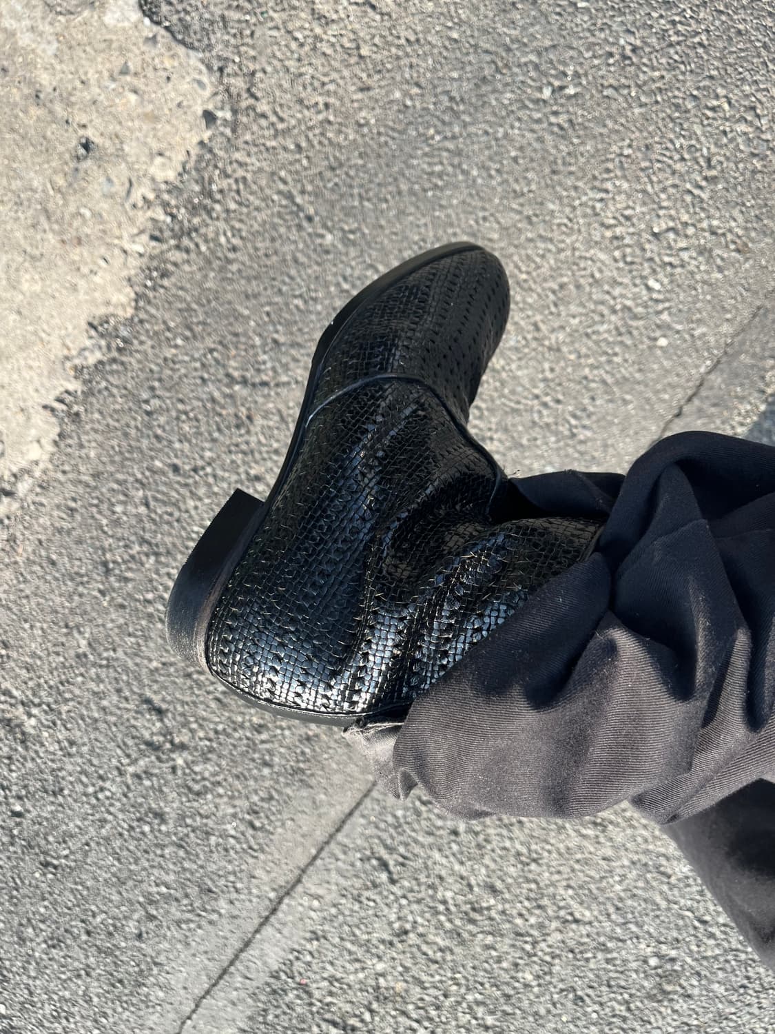 Vintage 위빙텍스쳐 레더 앵클부츠 상품이미지2