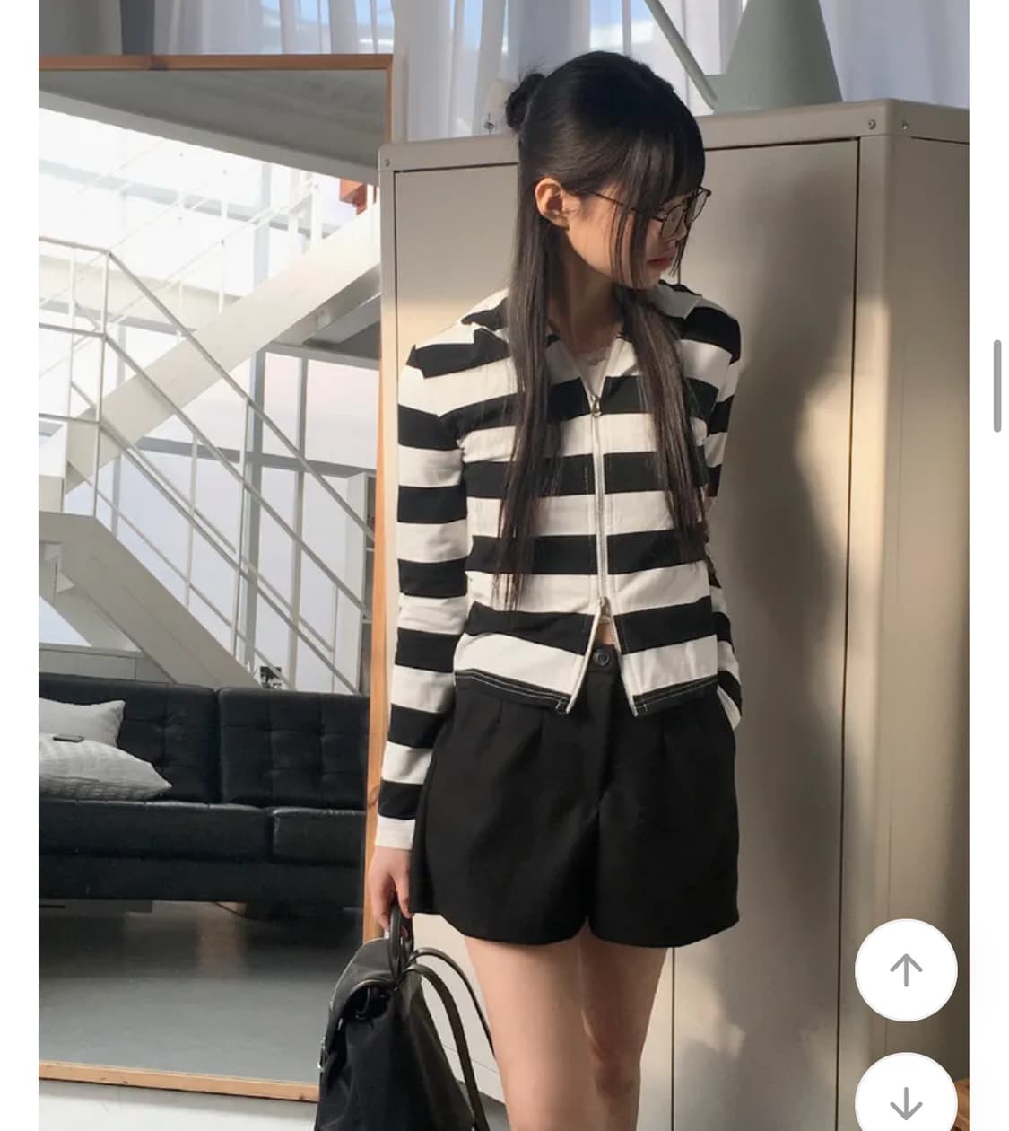 (새상품) 스트라이프 투웨이 슬림 후드 긴팔 집업 그레이 FREE 상품이미지3