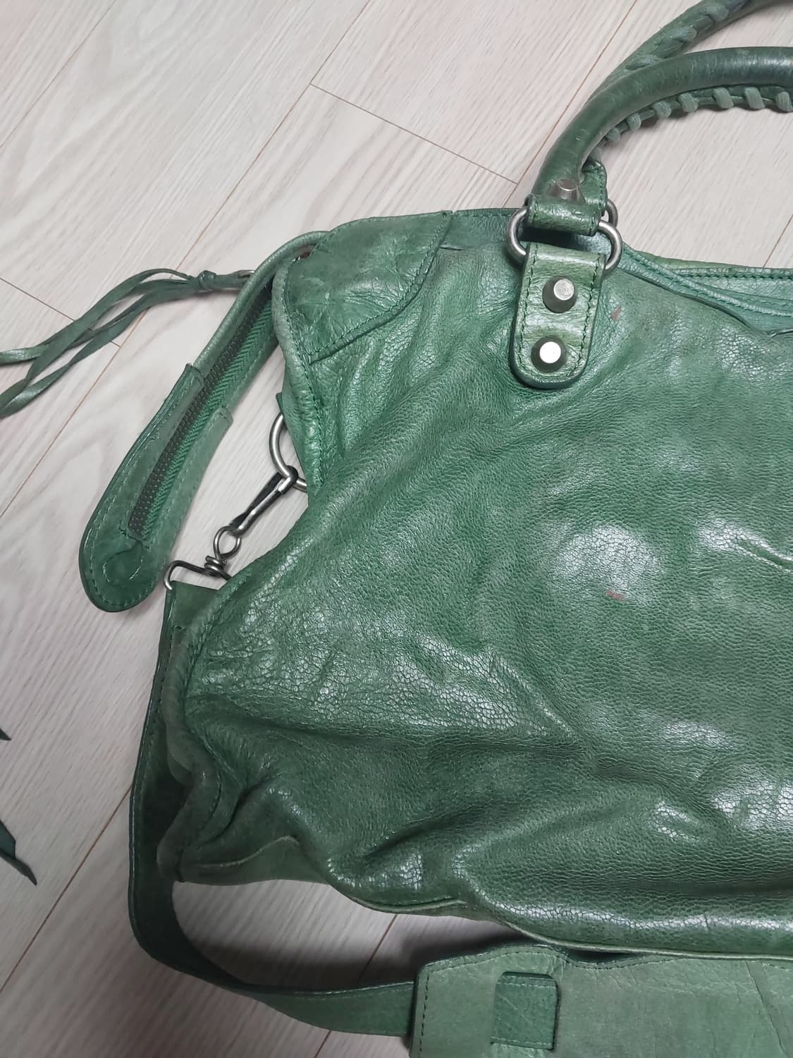 Jolie Femme 빈티지 레더 그린 투웨이백 상품이미지6
