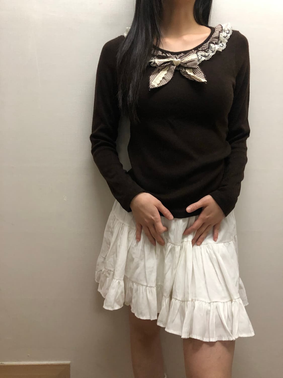 빈티지 브라운 리본 티셔츠 상품이미지6