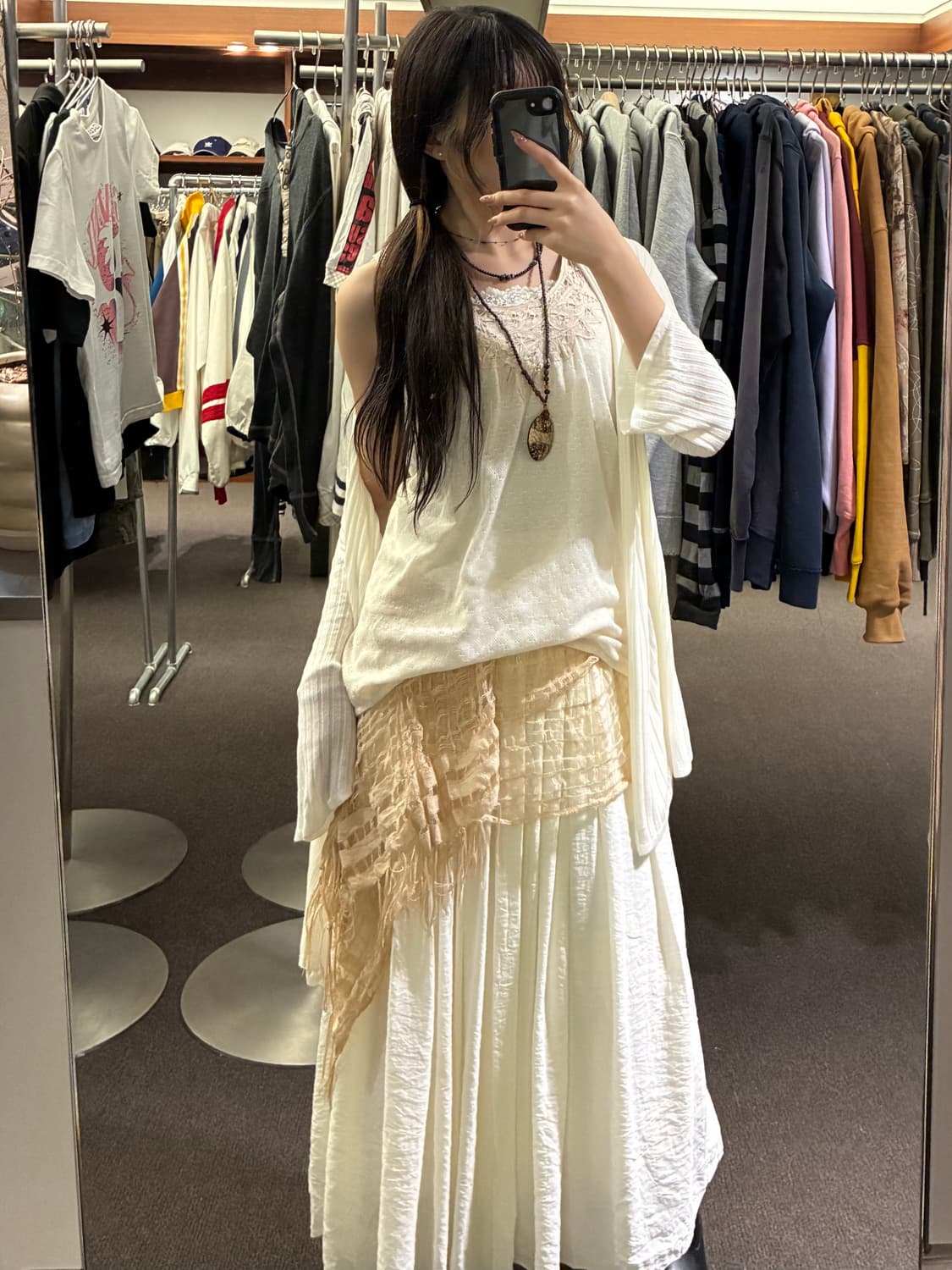 M)Japanese vintage 여성 레이스 화이트 나시(이염) 상품이미지8