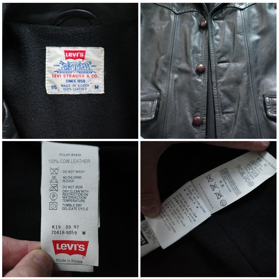 90s 리바이스 렌치 웨스턴 리얼 레더 자켓 M 상품이미지4