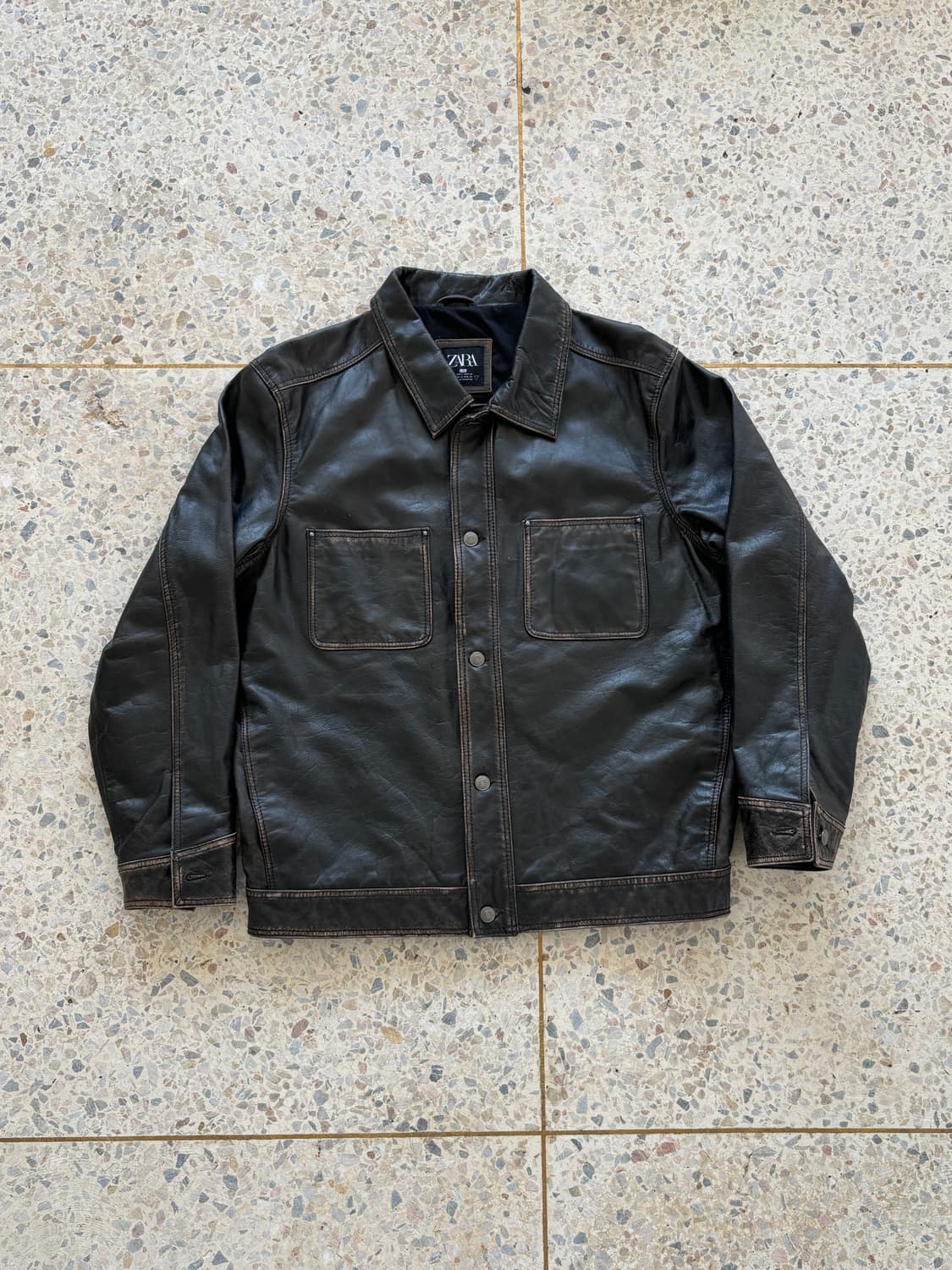 자라 투포켓 리얼레더 자켓 상품이미지6