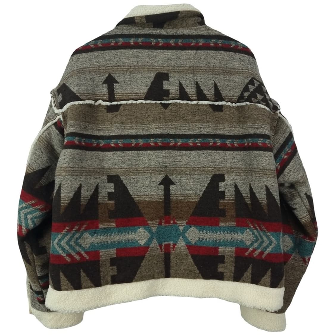[빈티지] 에스닉 패턴 안감 양털 뽀글이 모직 무스탕 자켓 M18733 상품이미지3