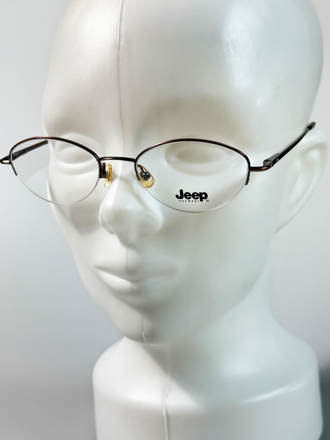 90s Jeep 브라운 오벌 반무테 프레임 빈티지 안경 상품이미지9