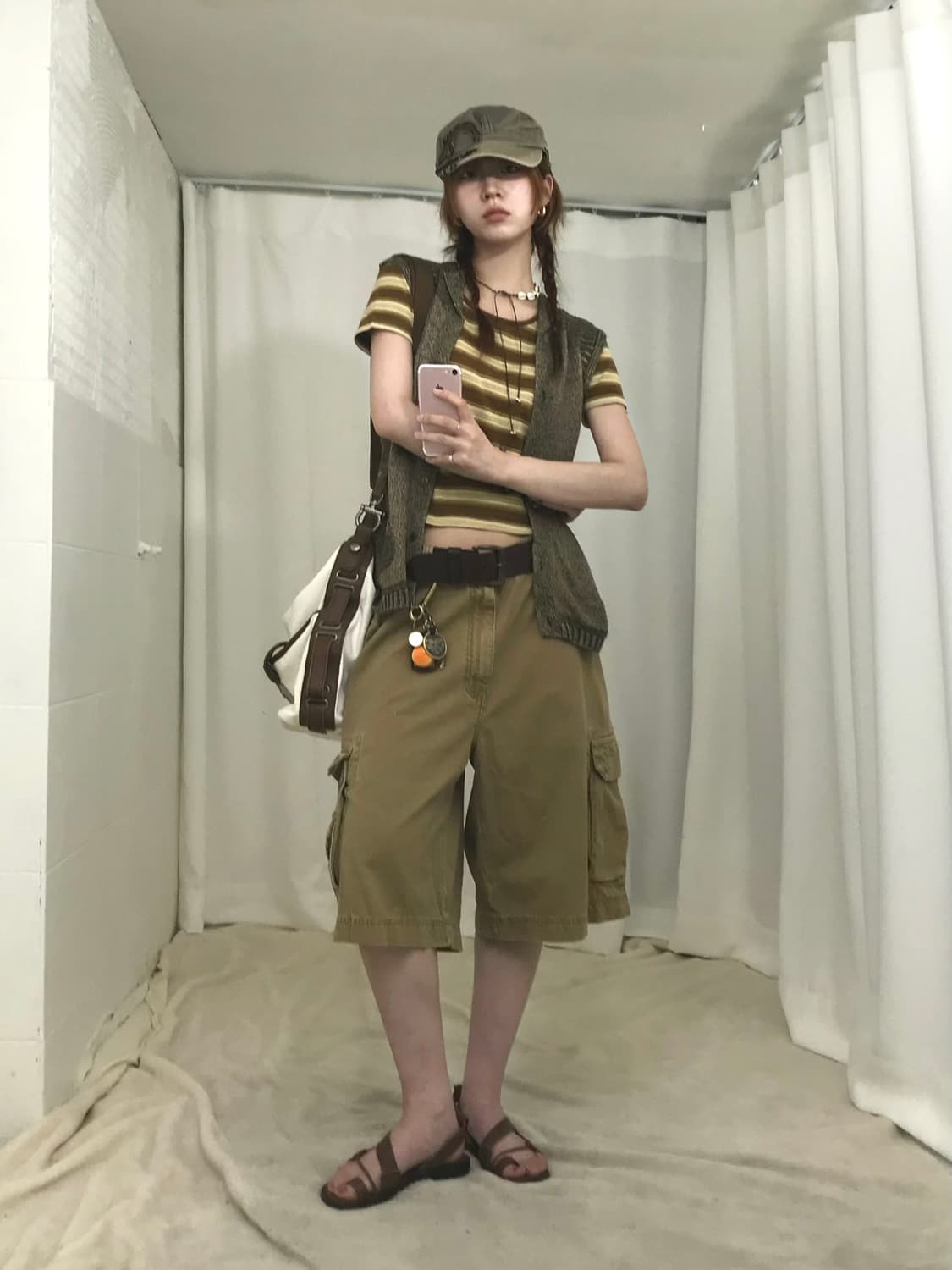🧳 빈티지 카키 브라운 히피 스트릿 코디 세트 상품이미지3