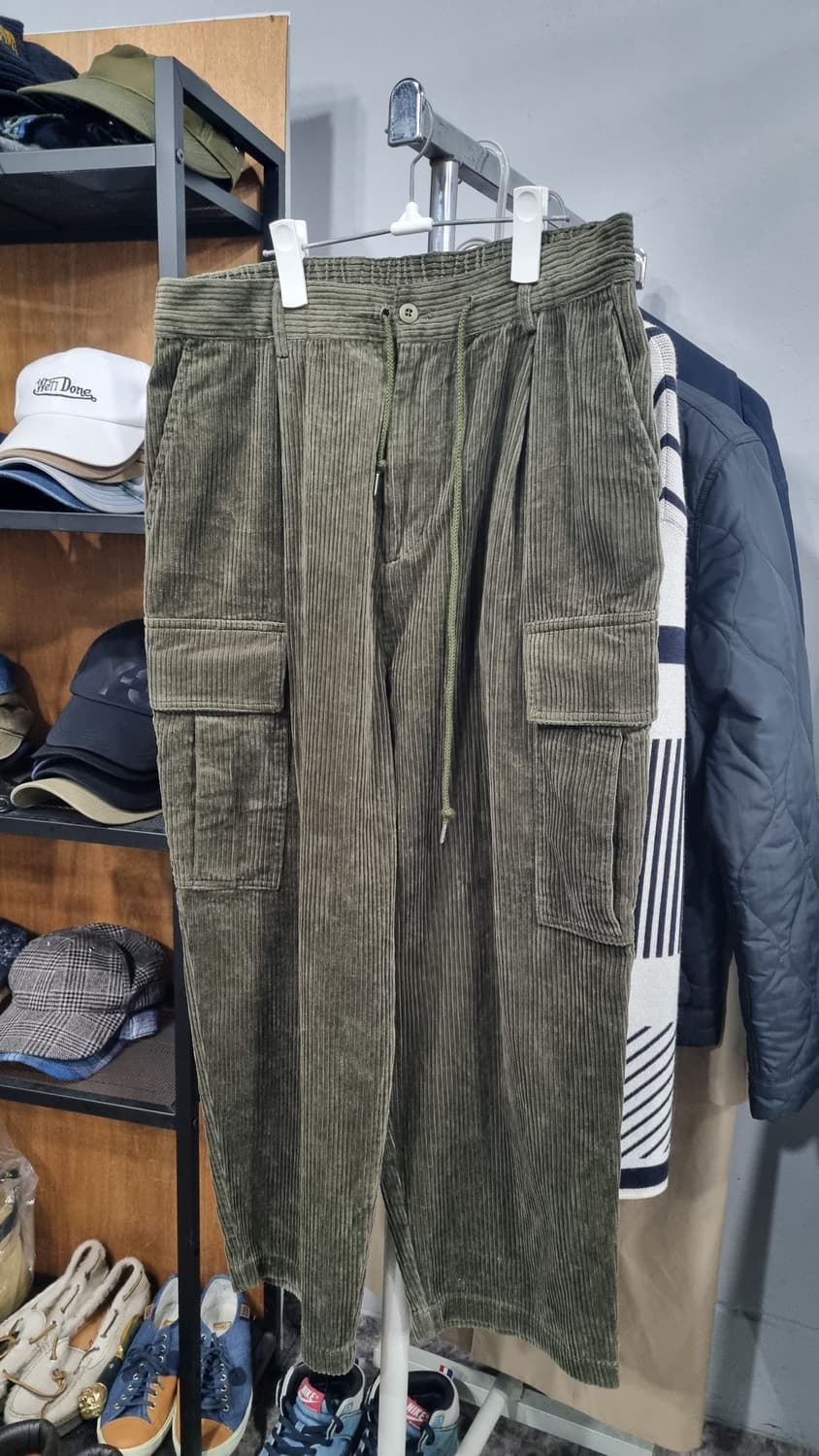 빔즈 제팬 남성용 골덴 카고 배기 와이드 턱 밴딩바지 32~33적당 상품이미지1