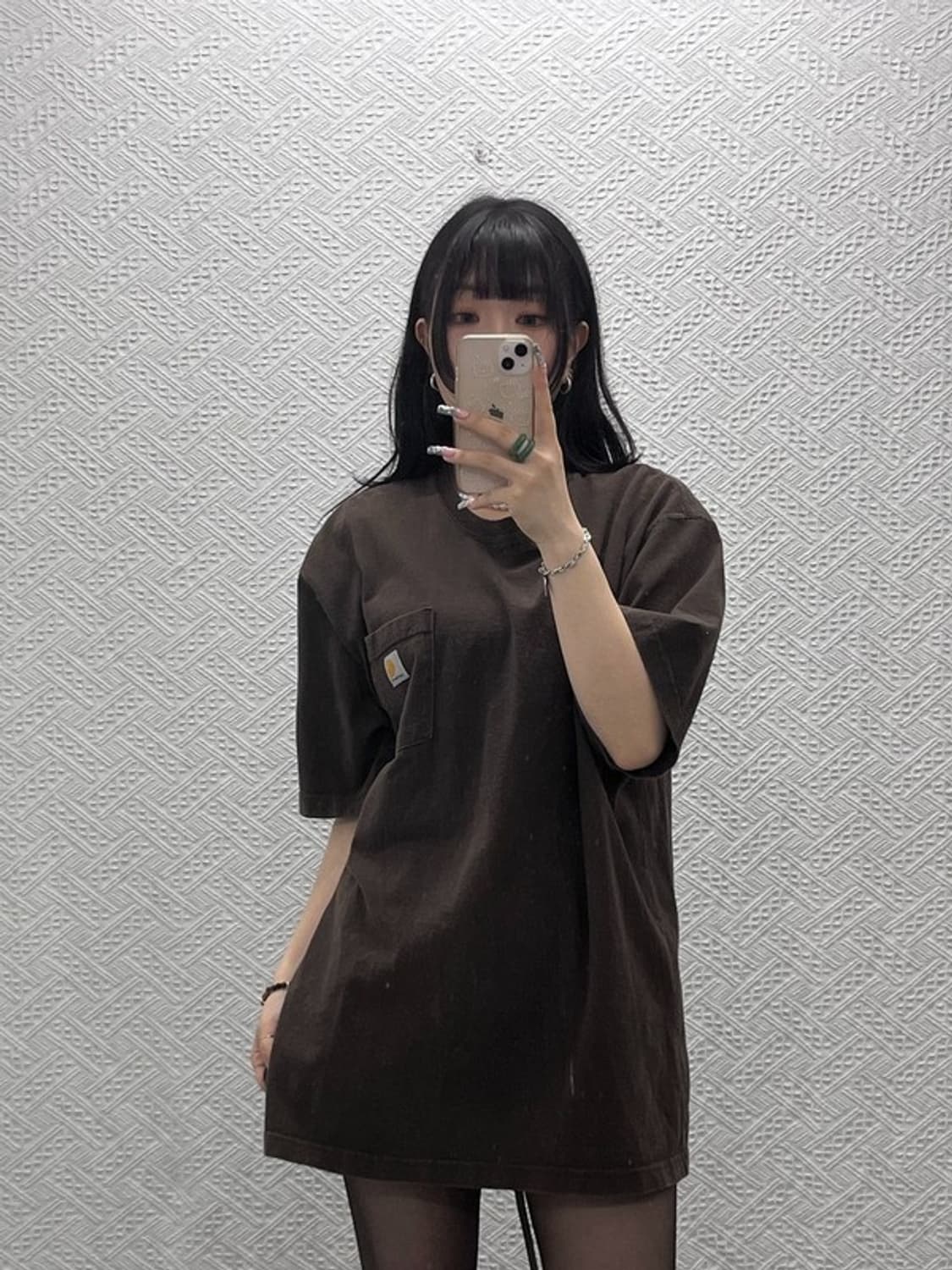 칼하트 빈티지 캐주얼 초코브라운 오버핏 워크 반팔티 L C12634 상품이미지2