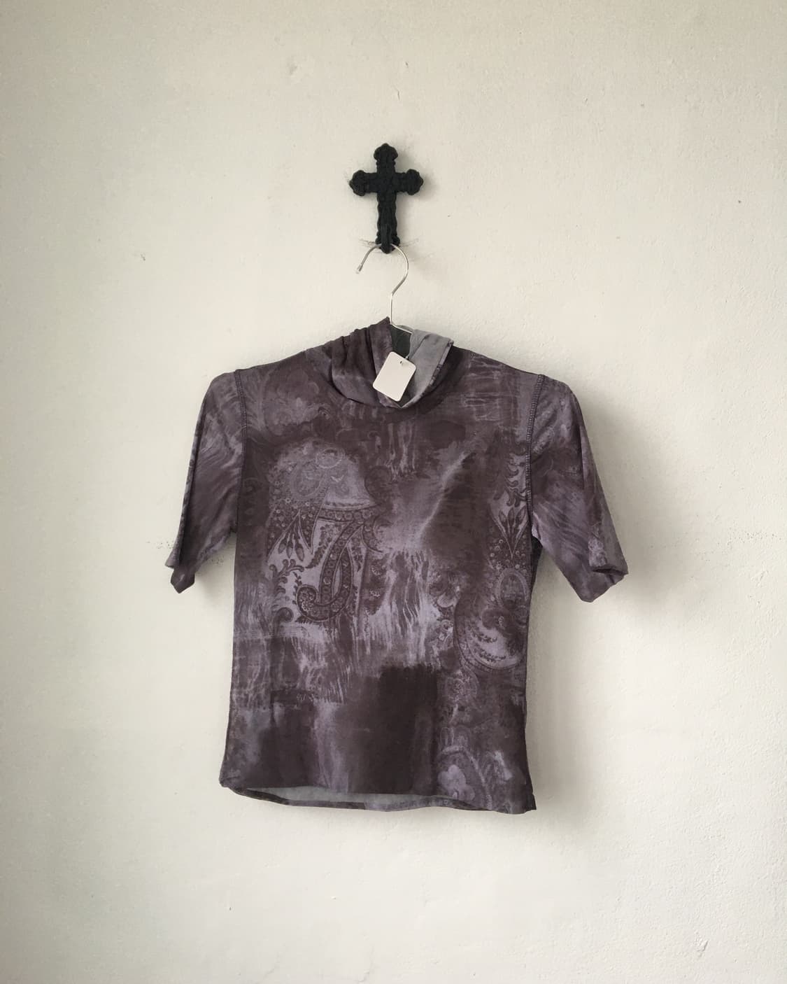 High neck printing mesh top 상품이미지2