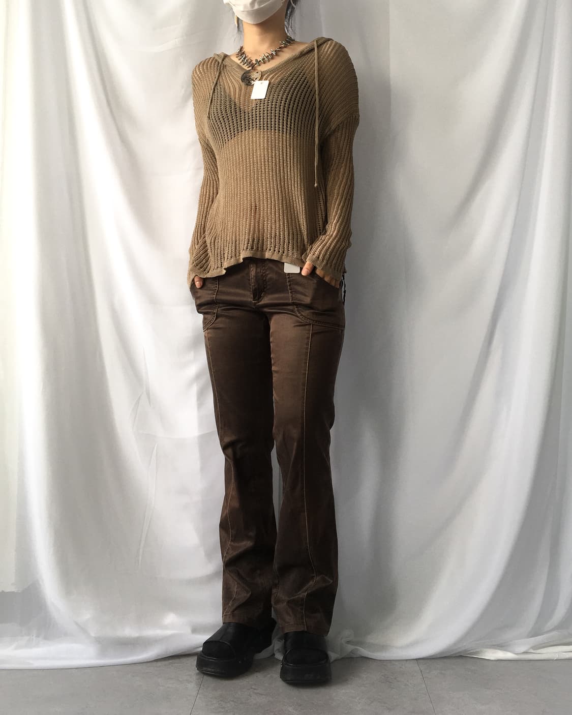 Khaki brown net hood 상품이미지4