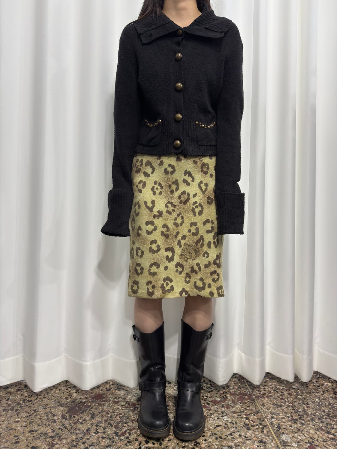 evex by krizia leopard knit skirt 상품이미지2