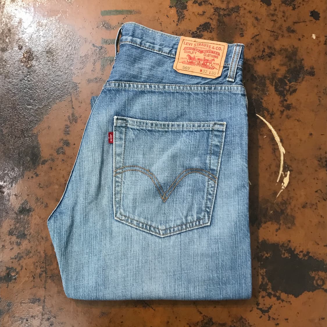 리바이스 569 중청 워시드 데님 팬츠 허리 33 사이즈  상품이미지1