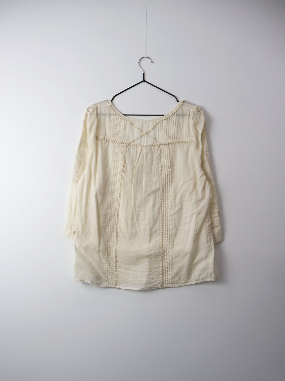 Vintage Romantic Lace-Trimmed Gauze Top 상품이미지5