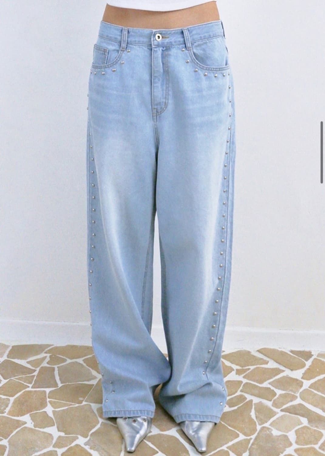 폴리수엠 ss studded washed pants light blue 상품이미지1