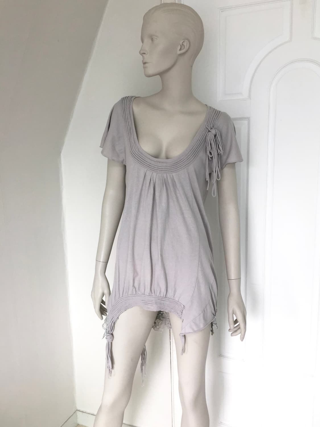 Vintage Crochet Detail Grey Blue Top 상품이미지9