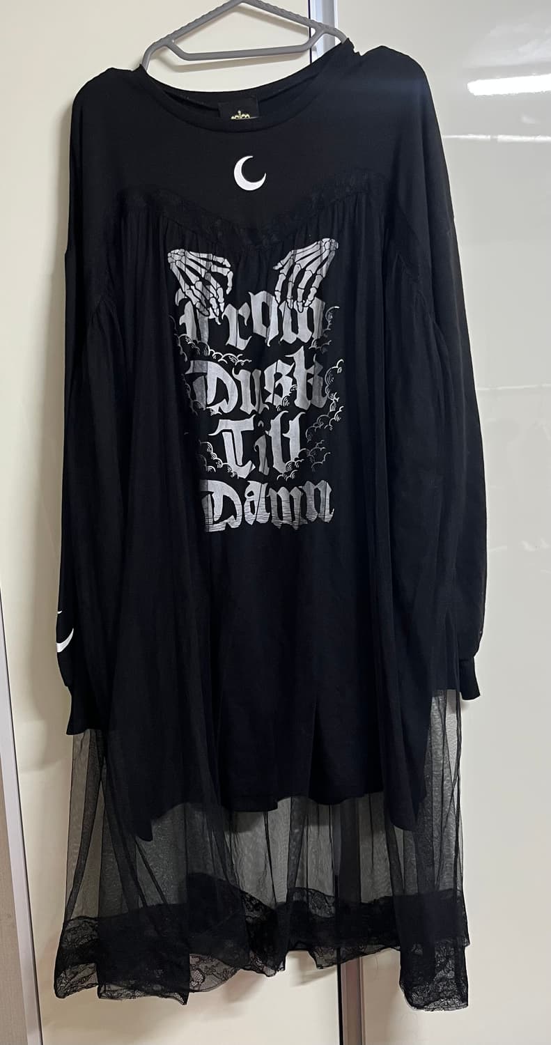 LISTEN FLAVOR 블랙 고스 스타일 롱 원피스 상품이미지1