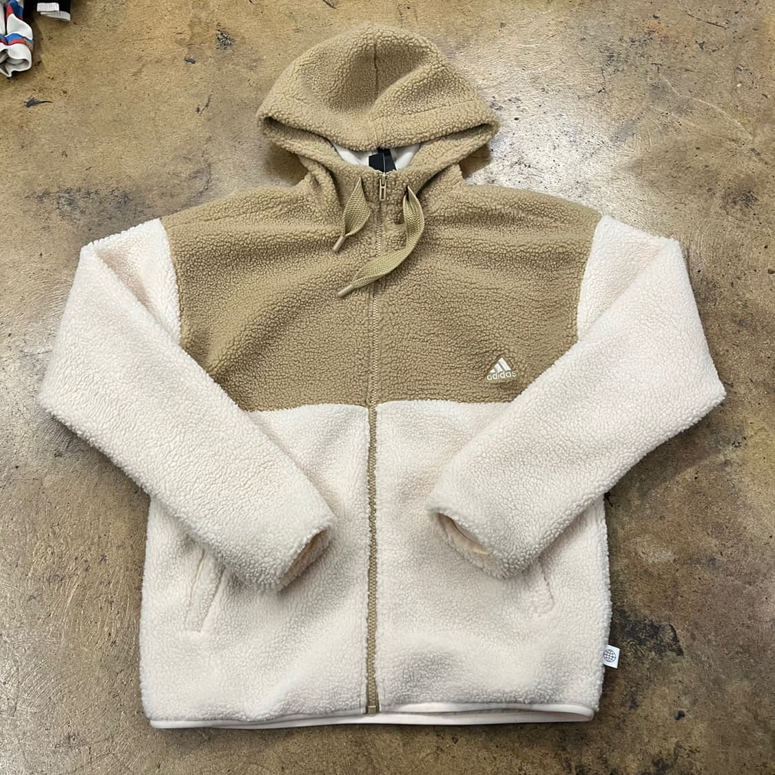 [정품/XS] 아디다스 뽀글이 후드집업 베이지 아이보리 b10 상품이미지2