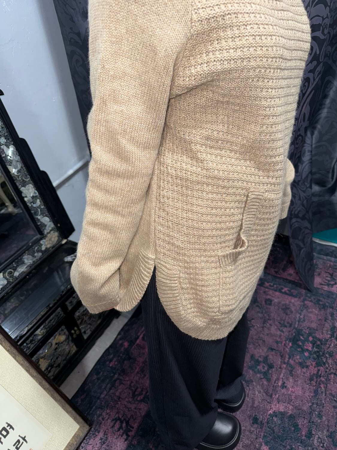 갸루 퍼 니트 후드집업 상품이미지7