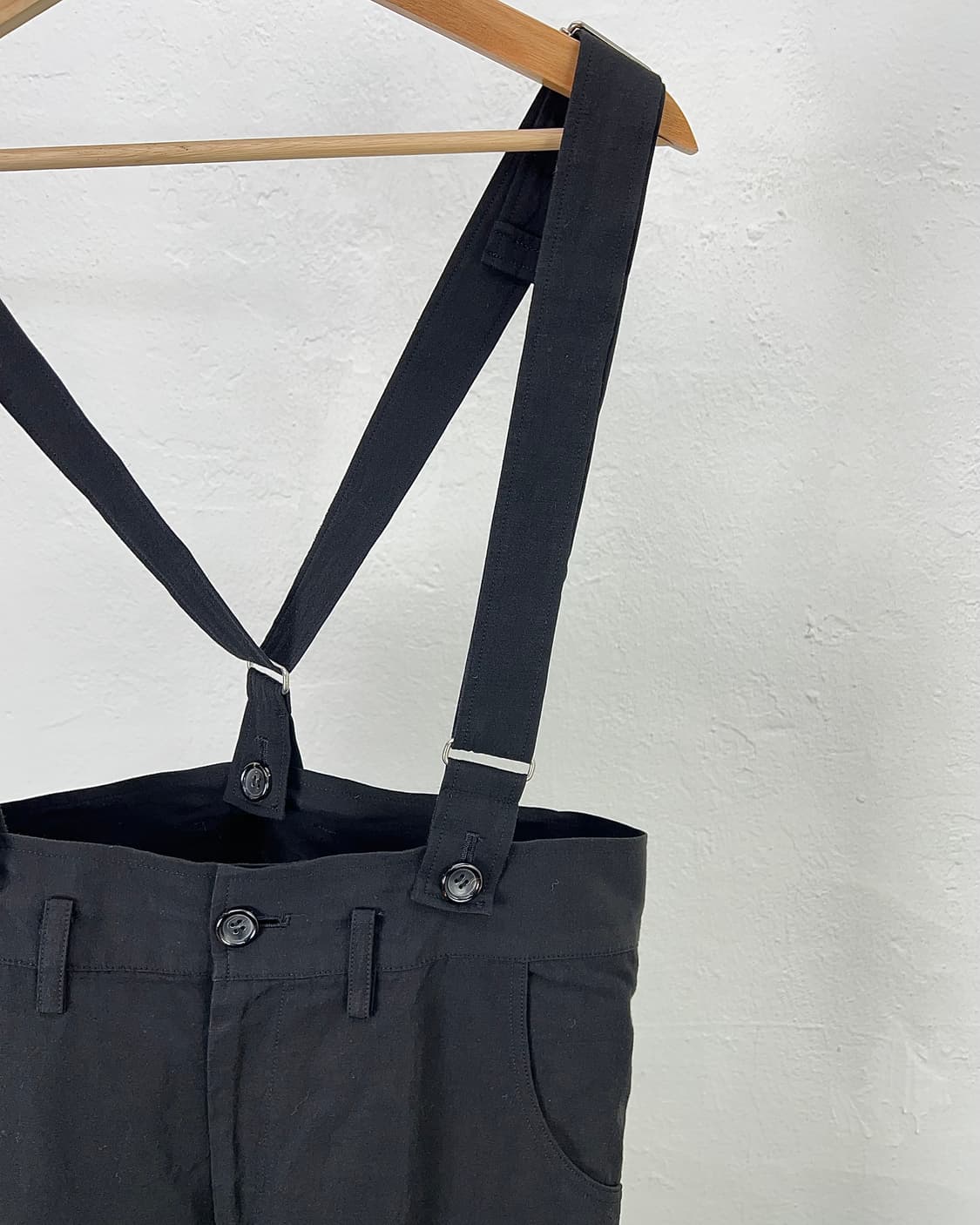 요지야마모토 와이즈 블랙 멜튼 오버롤 팬츠 상품이미지3