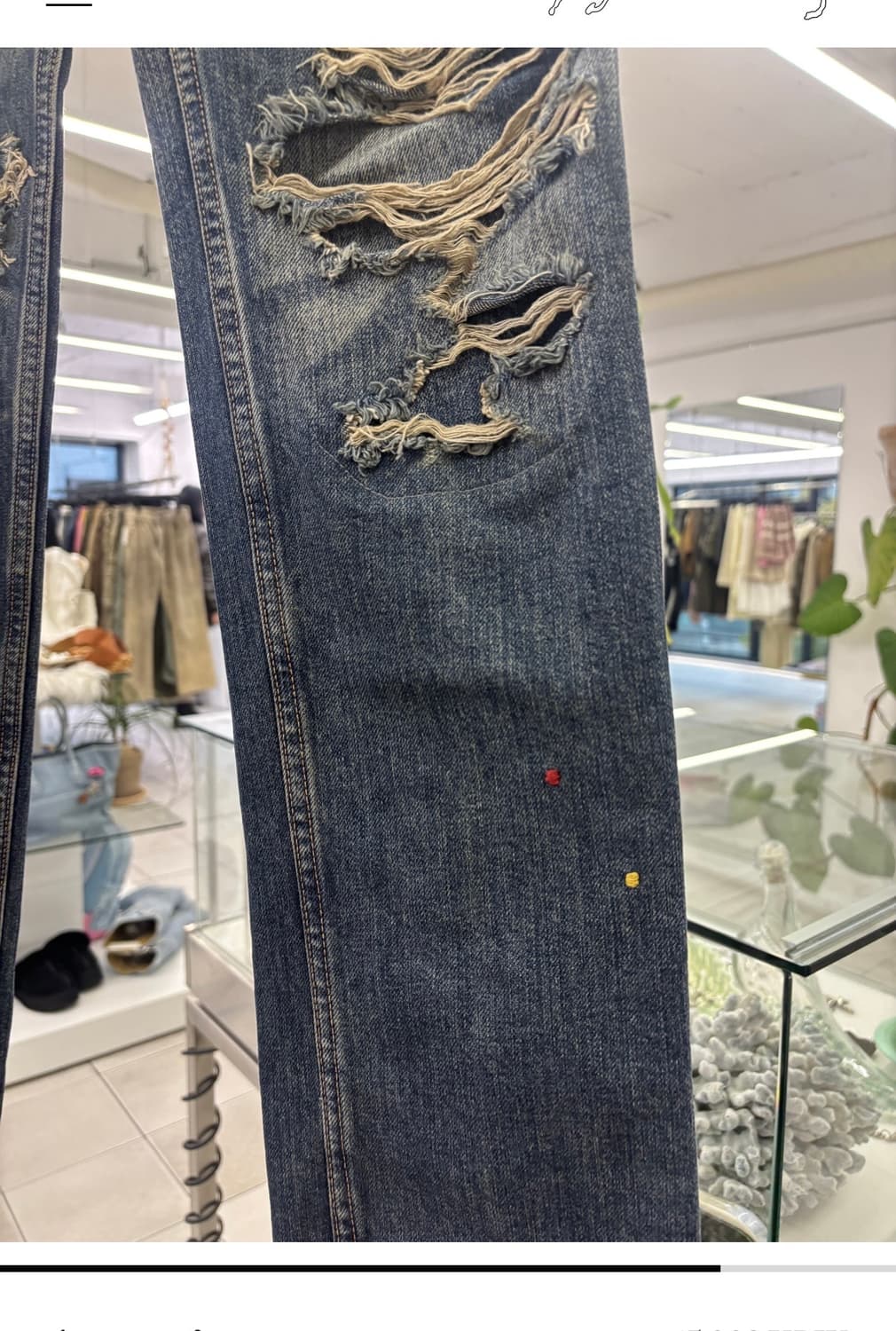 빈티지 y2k 데미지 워싱 데님팬츠 상품이미지4