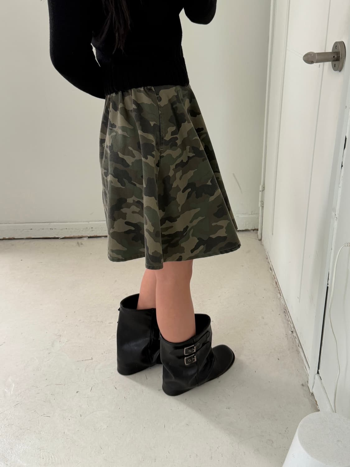 일본빈티지 우드랜드 카모 미디스커트 상품이미지1