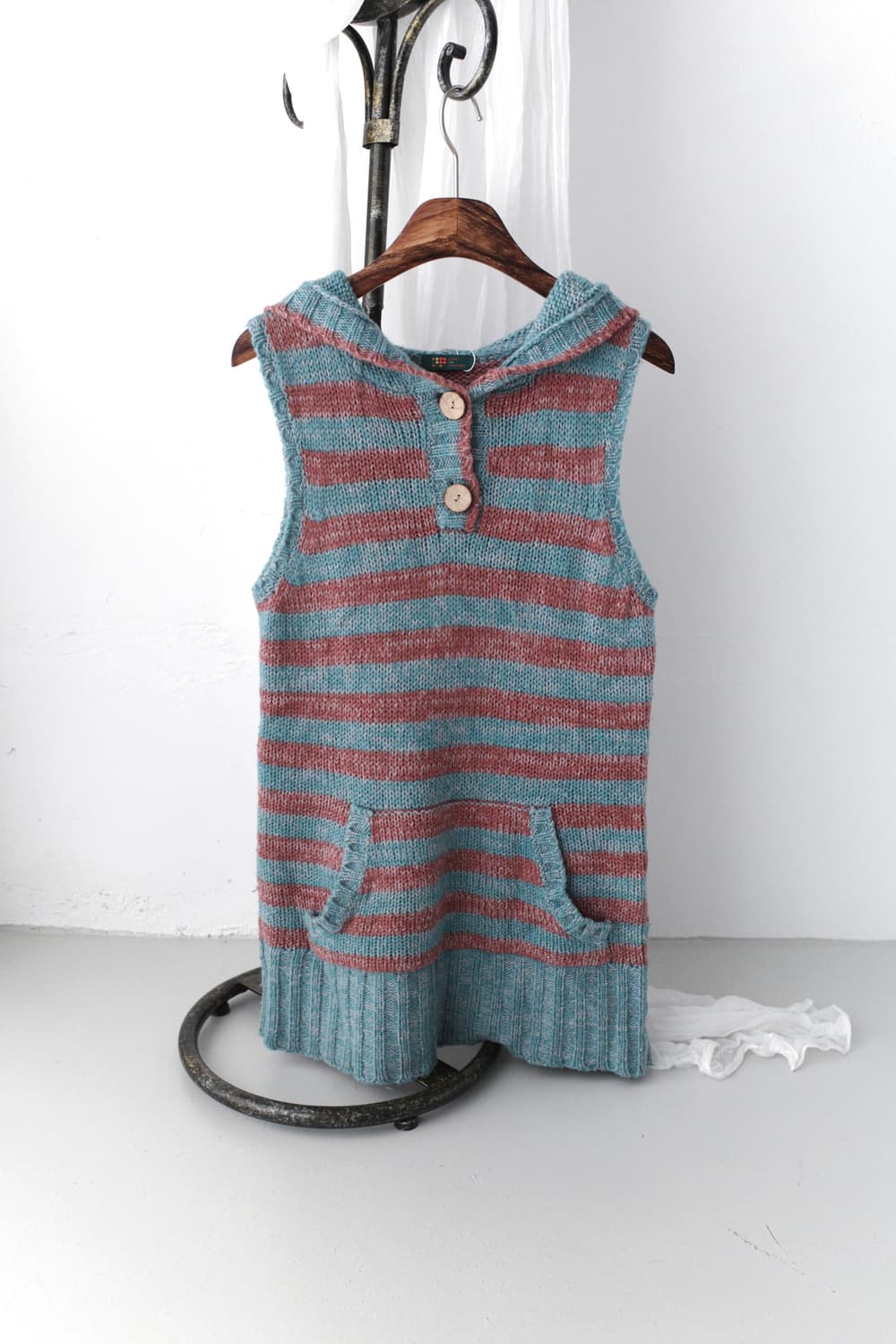 stripe hood knit vest 상품이미지1