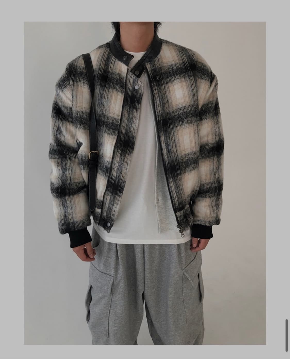 뉴치프시크 울 체크 바이커 자켓 상품이미지1