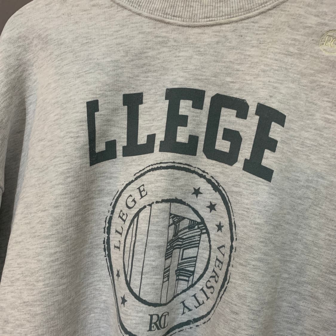 RECTO 렉토 LLEGE 유니섹스 크롭 맨투맨 멜란지 상품이미지4