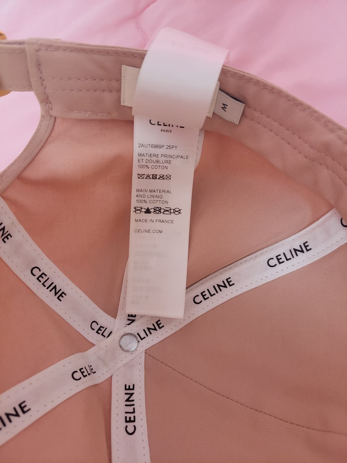 정품)급처상태양호!셀린느 핑크 트리옹프 트리오페 베이스볼 캡 연예인 모자 상품이미지5