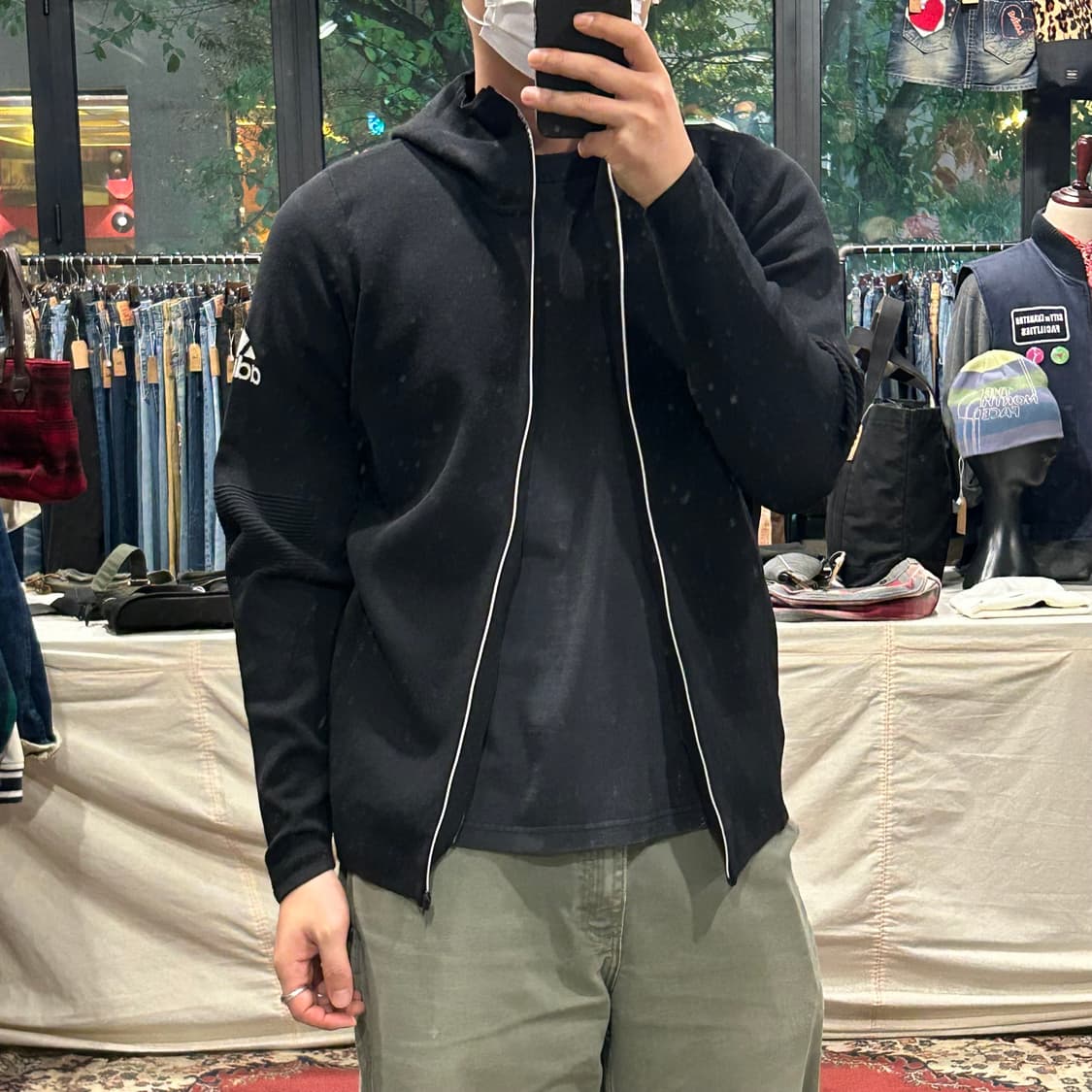 XL) 아디다스 아디제로 니트 후드 집업 블랙 상품이미지9