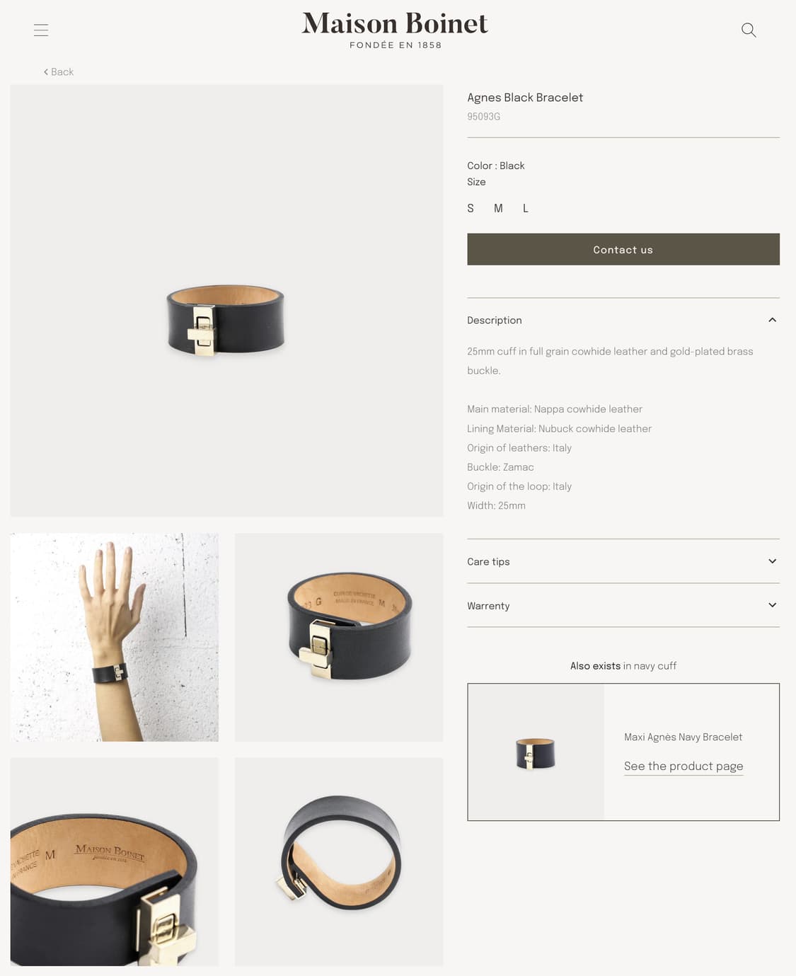 명품 MAISON BOINET 메종 보아네 프랑스제 소가죽 팔찌 상품이미지5