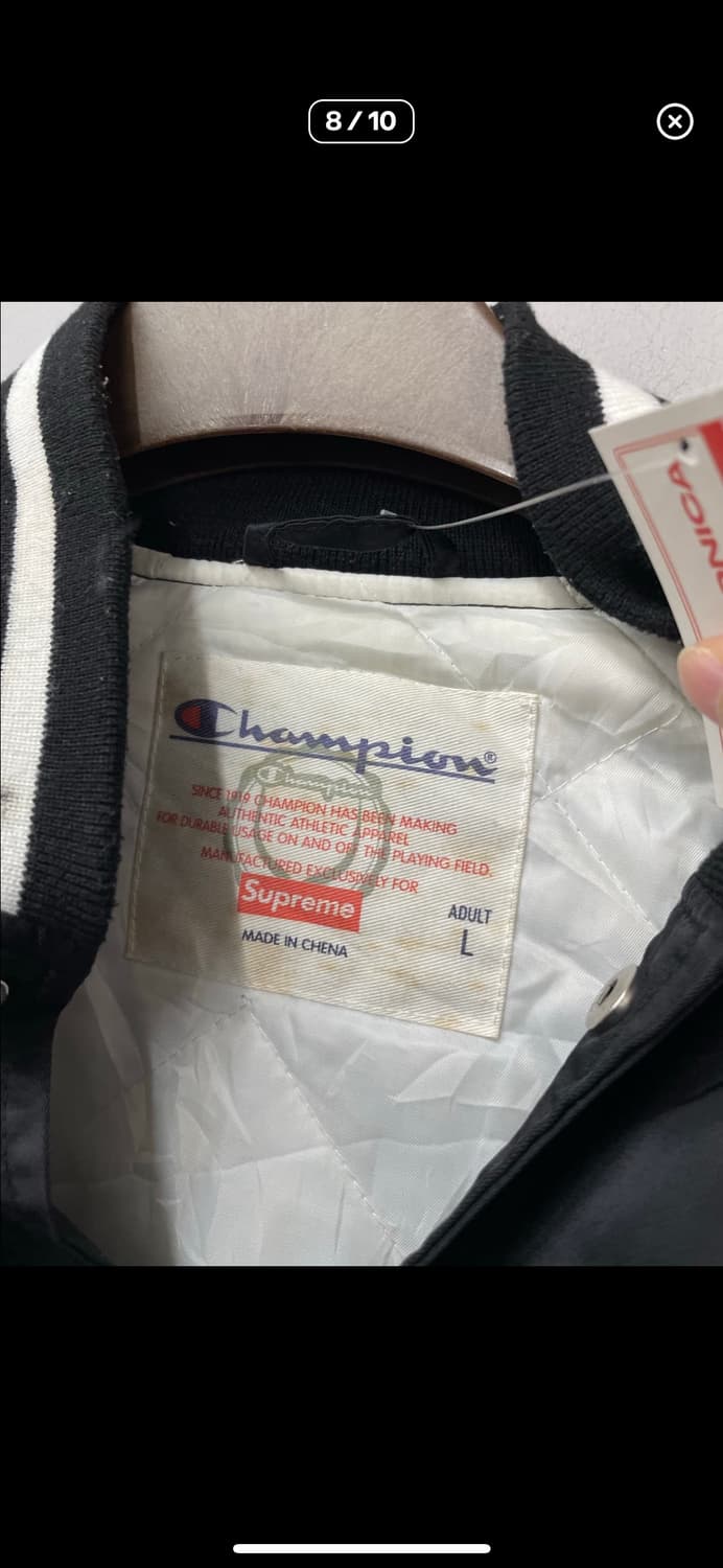 슈프림 & 챔피온 콜라보레이션 블랙 바시티 자켓 A3215 상품이미지7