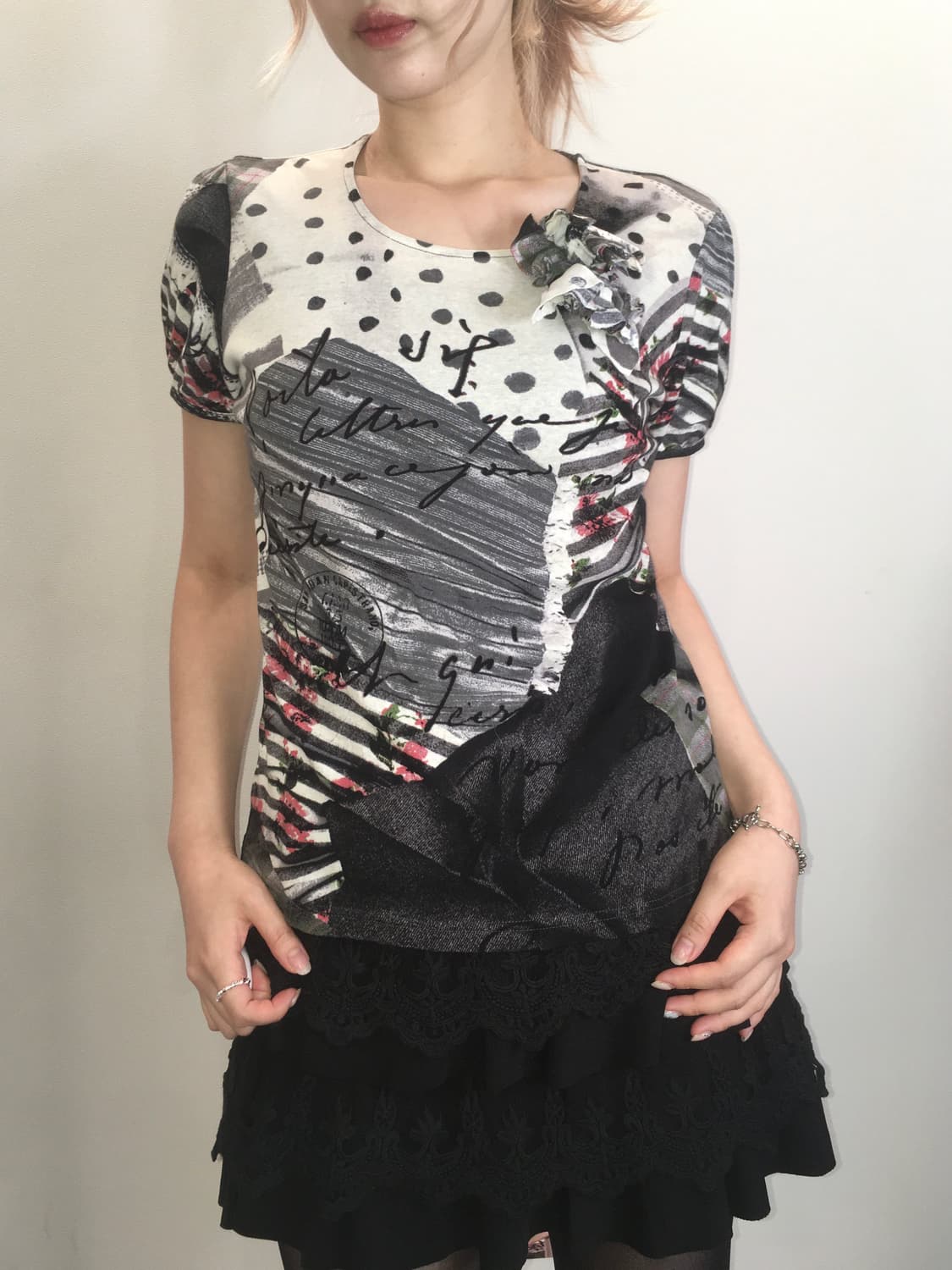 jpn vintage dot unique puff t shirt 상품이미지1