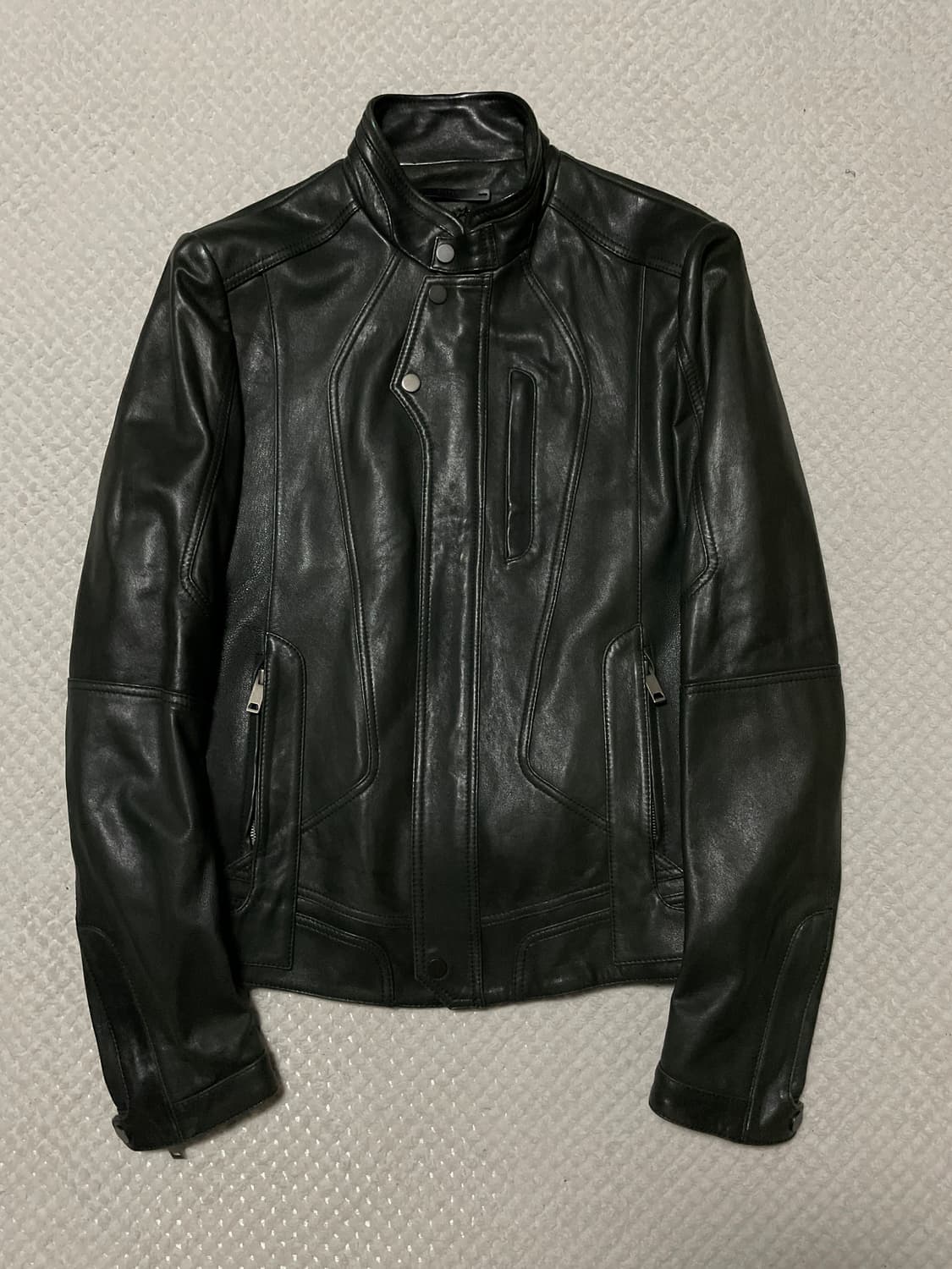 SYSTEM HOMME 시스템옴므 웨스턴 무드 램스킨 양가죽 절개 레더 상품이미지1