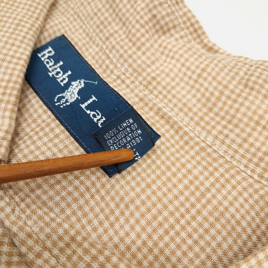 Cq675 6XL Big 폴로 랄프로렌 브라운 체크 린넨 반팔 셔츠 남방 상품이미지5