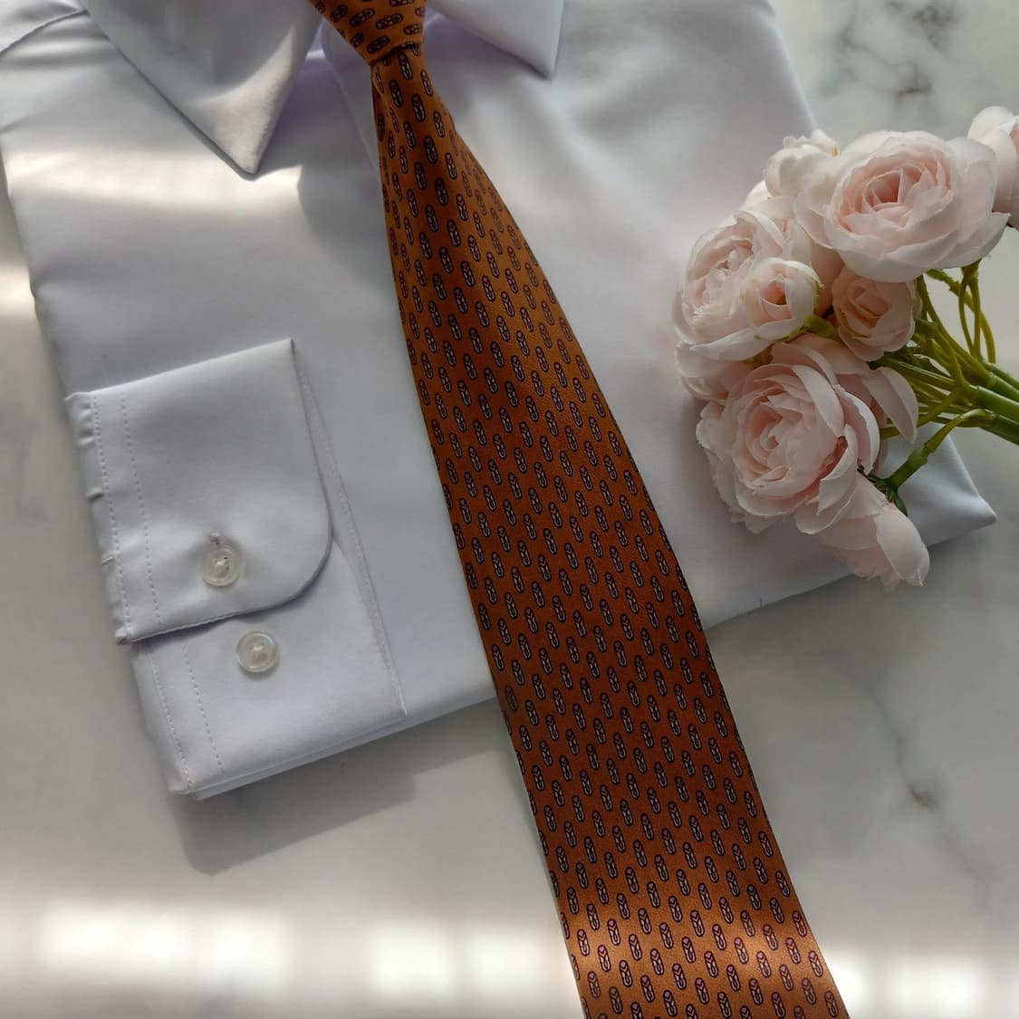란셀 실크 브라운 미니 패턴 슬림 넥타이 7.9cm A등급 A18740
 상품이미지5